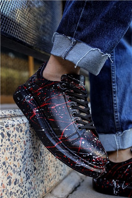 Sapatos unissex Chekich com atacadores CH254 - preto com vermelho #359819