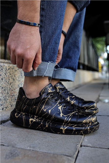 Sapatos unissex Chekich com cadarços CH254 - preto com amarelo #359821