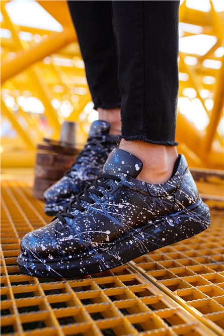 Sapatos unissex Chekich com cadarços CH254 - preto com azul #359822