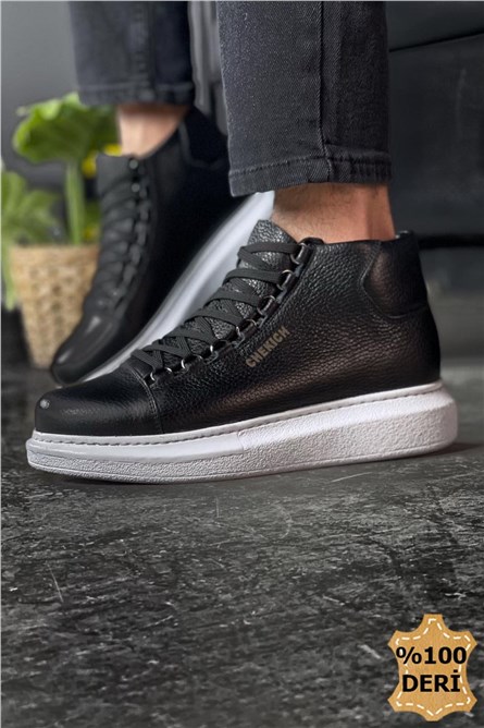 Botas unissex de couro genuíno Chekich CH258 - Preto #359852