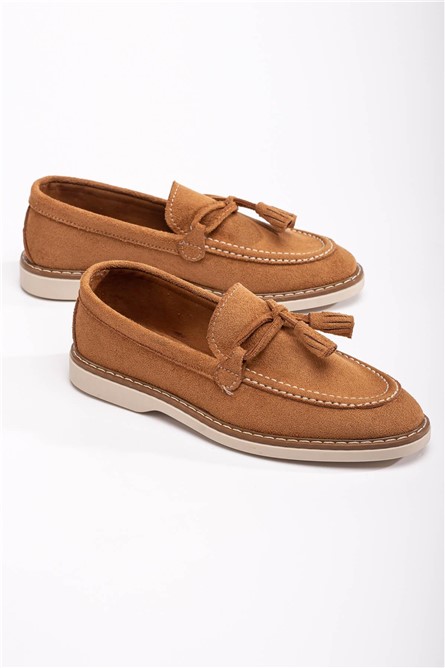 Mocassins de camurça femininos - Taba #370713