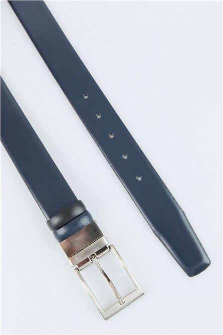 Cinto de Couro - Preto/Azul #269412