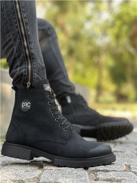CO745 Botas masculinas com zíper e atacadores - pretas #359275