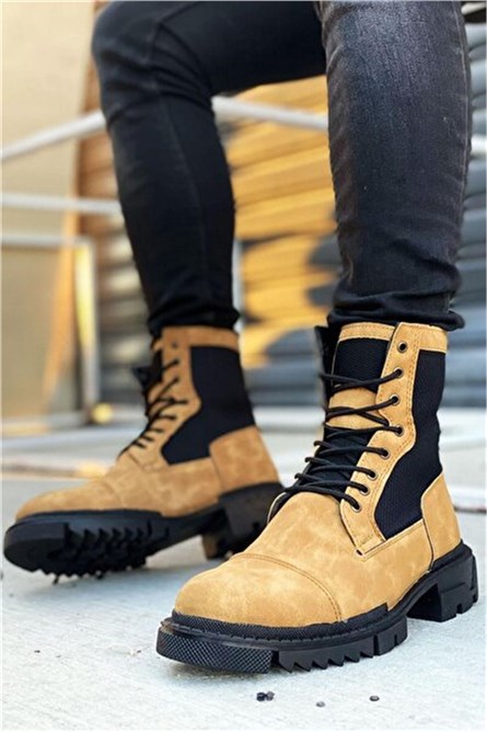 Botas masculinas com cordões CO746 - Camelo #363106