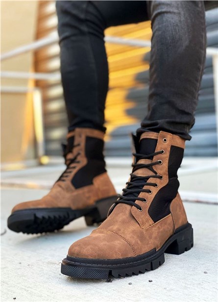 Botas masculinas com cordões CO746 - Canela #362667