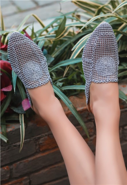 Chinelos de malha femininos - cinza #366643 