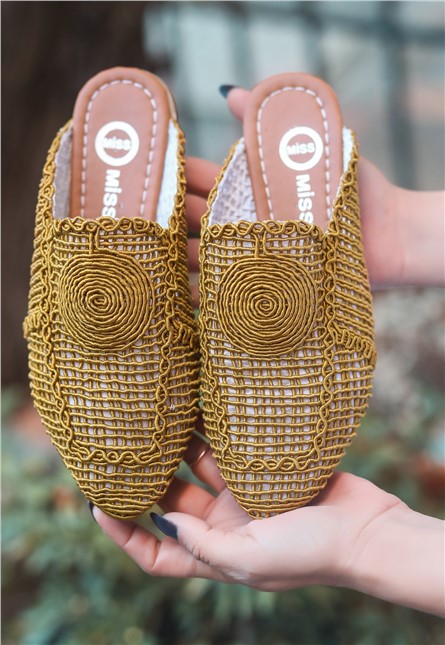 Chinelos de Malha Femininos - Cor Mostarda #366870