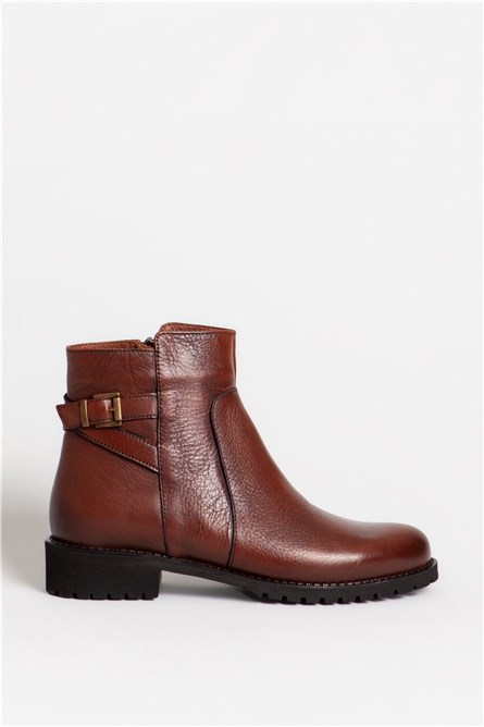 DERİCLUB Botas femininas de couro genuíno 06035 - Marrom #321364