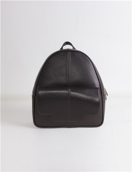 Mochila Feminina de Couro Genuíno 2060 - Marrom Escuro #317448