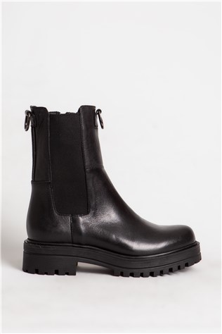 Botas femininas de couro genuíno 66179 - pretas #321371