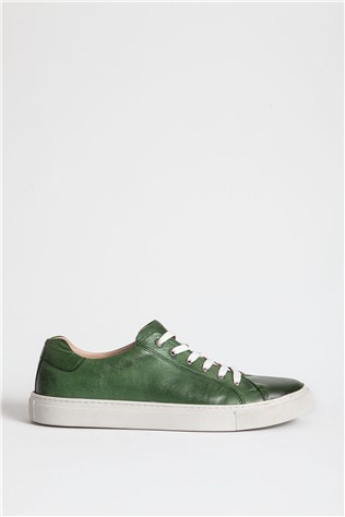 Sapatos masculinos de couro genuíno - Verde claro #318558