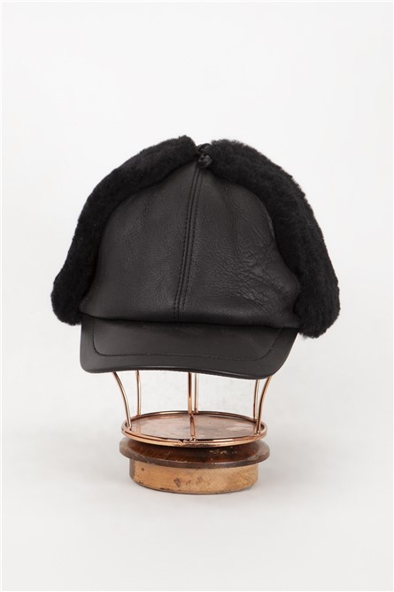 Chapéu masculino de couro genuíno DERİCLUB - Preto #369874