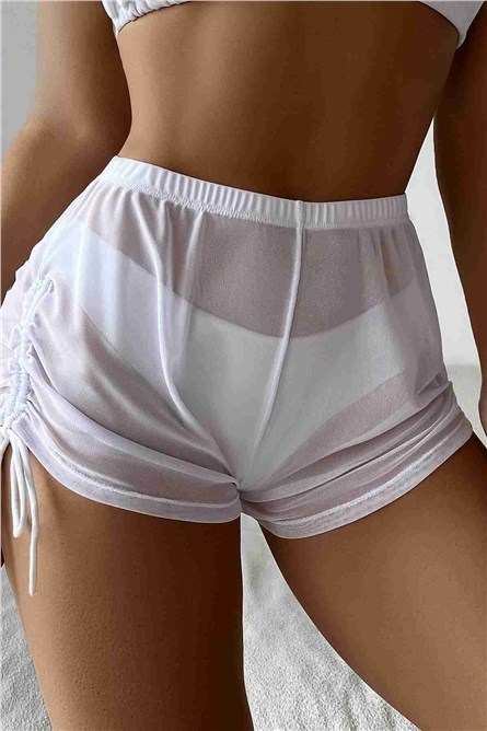 Shorts de Praia em Tule - Branco #385896