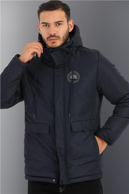 PA-500 Jaqueta Parka Masculina Impermeável com Capuz - Azul Marinho #408206