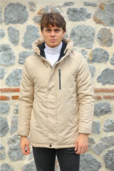 Giacca Parka con cappuccio antivento impermeabile da uomo PA-170 - Beige chiaro #408366