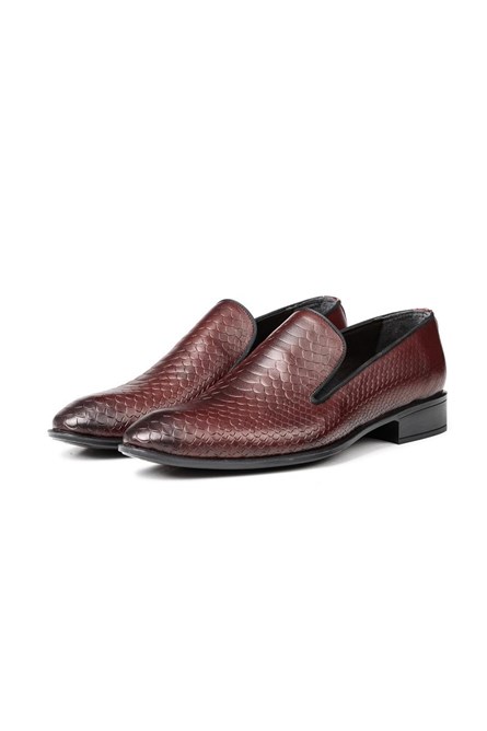 Sapatos masculinos de couro legítimo Ducavelli com relevo - Borgonha #316878