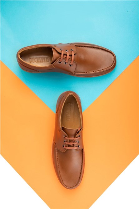 Sapatos masculinos de couro genuino Ducavelli - marrom escuro #333205