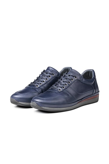 Sapatos masculinos de couro genuíno Ducavelli - Azul Escuro #316880