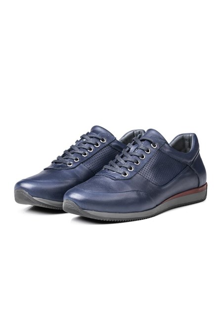 Sapatos masculinos de couro genuíno Ducavelli - Azul Escuro #316883