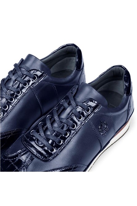 Sapatos masculinos de couro genuíno Ducavelli - Azul Escuro #326798