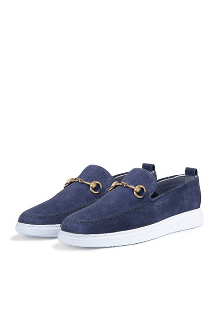 Sapatos casuais masculinos de camurça natural Ducavelli - Azul Marinho #358110