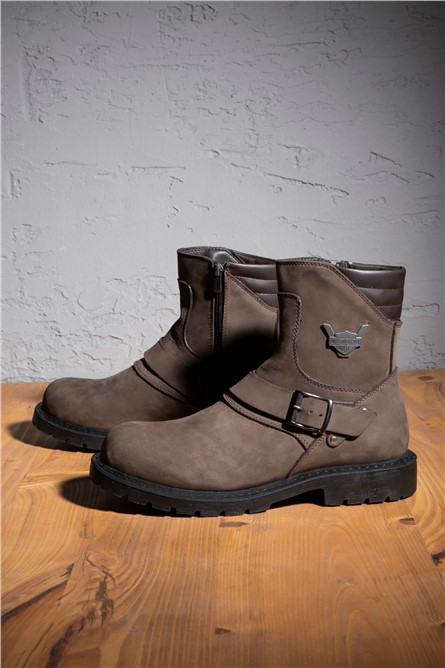 Botas masculinas de couro legítimo Ducavelli - marrom escuro #363749