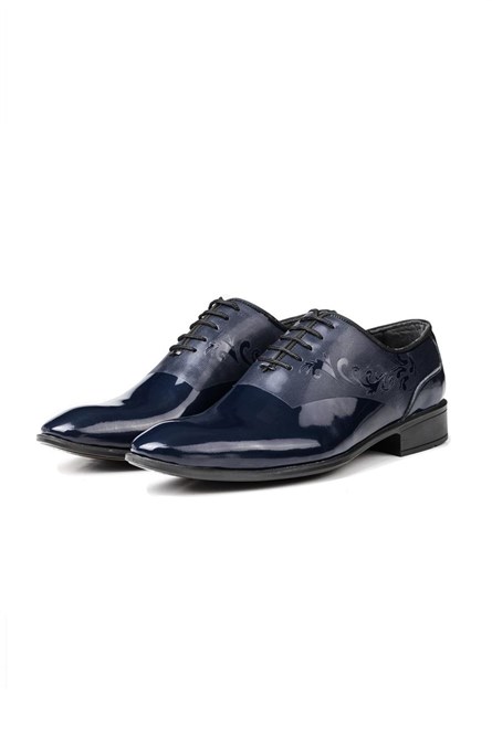 Sapatos Masculinos de Couro Genuíno - Azul Escuro #311478