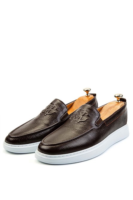 Sapatos masculinos de couro genuíno estampados Ducavelli - marrom 308251