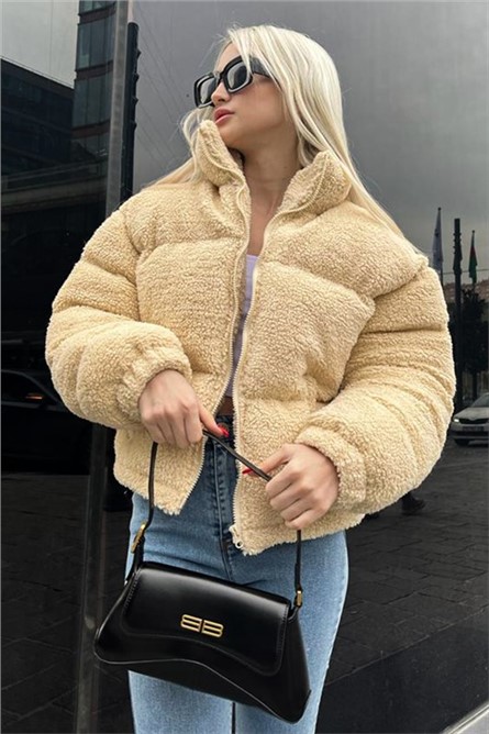 Jaqueta de pelúcia feminina MG1634 - bege #367705