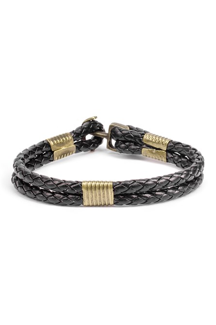 Pulseira masculina de couro - Preta 20230901025