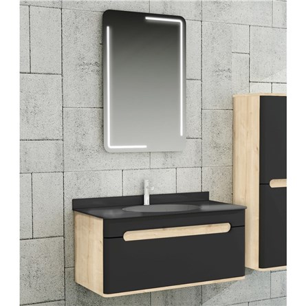 Dulap de baie Emart Curve 100cm - Negru #356760