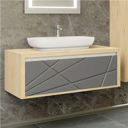 Emart Eva szekrény mosdóval 100 cm - tölgy-antracit #356785