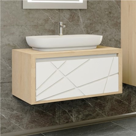 Emart Eva szekrény mosdóval 80 cm - tölgy-fehér #356789