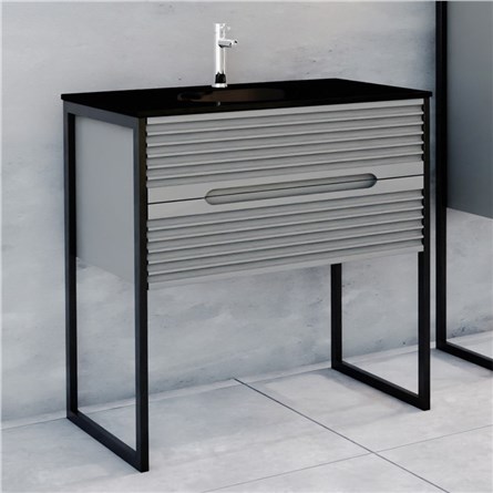 Emart Loft Alsó szekrény mosdóval 80 cm - Antracit #356759