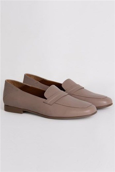 Sapatos femininos de couro genuíno 04102 - vison #318062