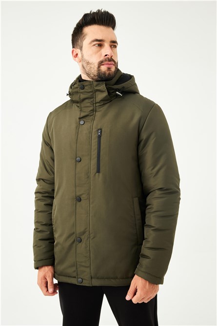 P-160 Jaqueta masculina à prova d'água e à prova de vento com capuz removível - Cáqui #408433