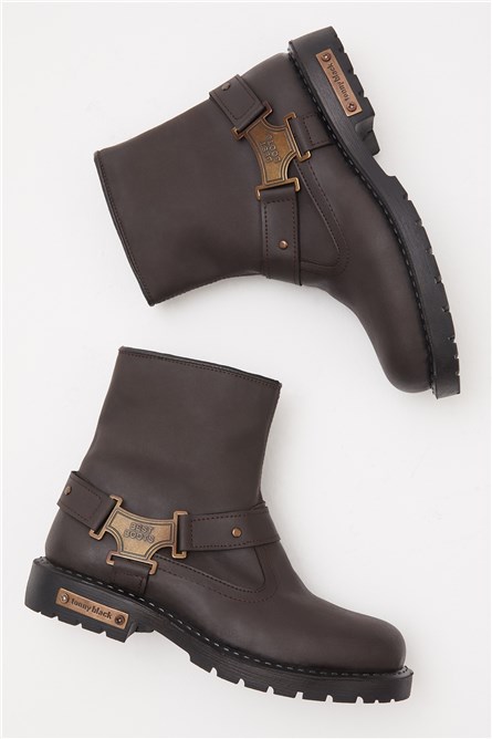 Stivali da uomo con elemento decorativo - Marrone scuro #399963