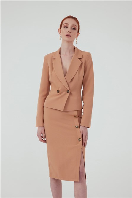 Saia Feminina com Botões - Camelo #309391