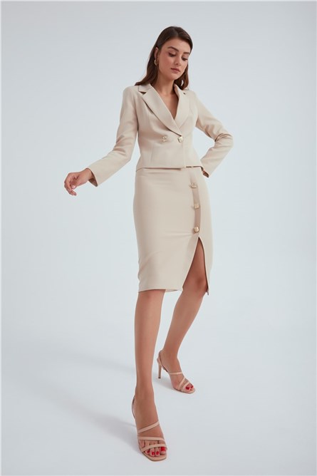 Saia Justa Feminina - Bege Claro #309392