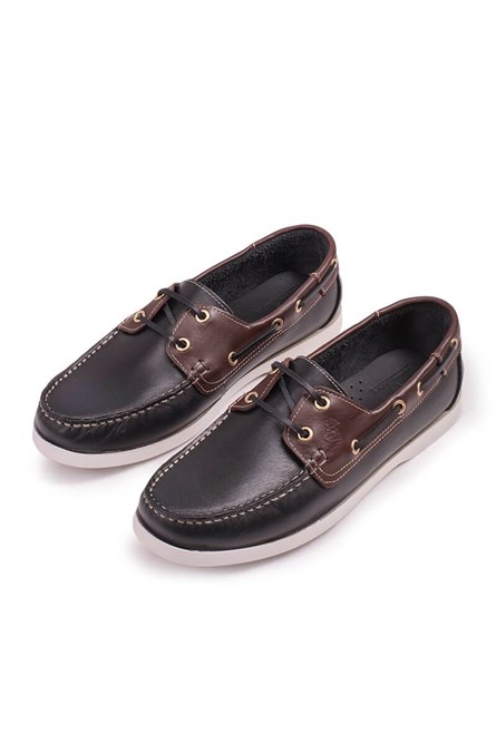Sapatos masculinos de couro genuíno GPC POLO - preto com marrom 20210835379