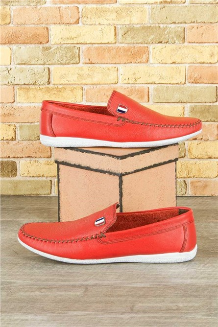 GPC Mocassins masculinos de couro legítimo  - Vermelho #9979114