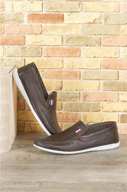 GPC Mocassins masculinos de couro genuíno  - marrom escuro #9979112