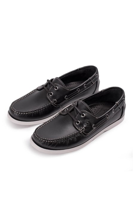 Sapatos masculinos de couro genuíno GPC POLO - Preto 20210835529