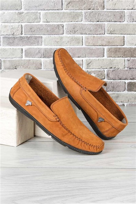 GPC Mocassins masculinos de couro legítimo - marrom claro #795965715