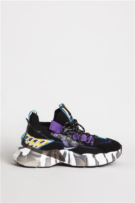 Calçados esportivos femininos 401/1 com atacadores - Roxo #363964