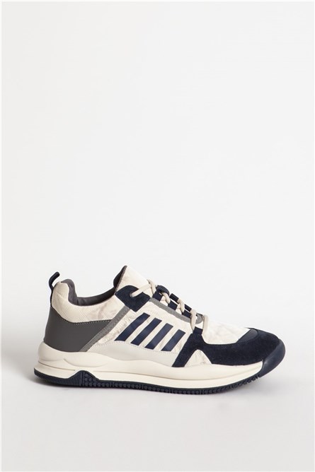 Calçados esportivos masculinos de couro genuíno GUJA 406 - Bege-Azul #361598