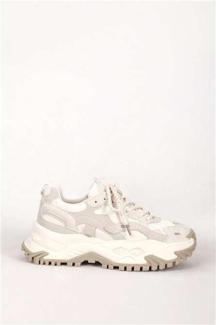 Calçados esportivos femininos com sola grossa 496 - bege #382031