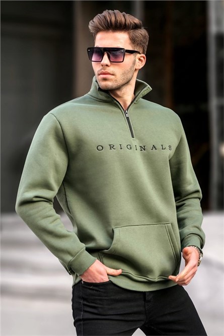 Moletom Masculino com Ziper na gola 6028 - Cáqui #367189