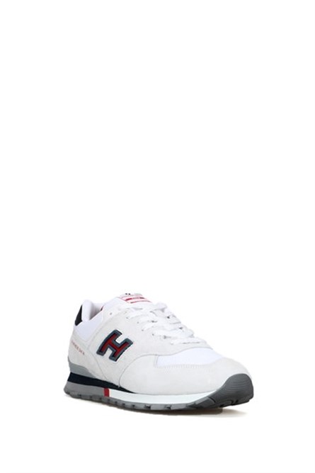 Euromart - Hammer Jack Men's Genuine Leather Sports Shoes - White with Red  #368531