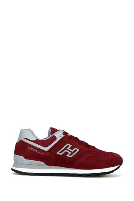 Sapatos esportivos masculinos de couro genuíno Hammer Jack - Vermelho Escuro #368534